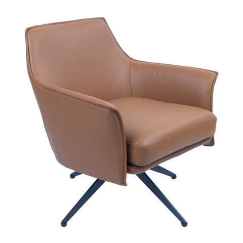 Freya Leather Swivel Occasional Chair Lounge Seat - Brown V315-VOL-BARI-02