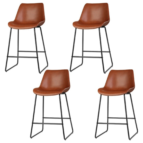 Artiss 4x Bar Stools Leather Padded Metal Legs Brown BA-TW-8068-BRX4