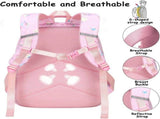 3 Piece Backpack Lunch Bag Pencil Case Set for Girls, Kids School Bookbag with Mermaid Print, Pink, V1237-ZY-917-037