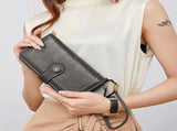 Leather Wallet Women Rfid Blocking Large Capacity, Zip Around Long Wallet - Pu Phone Clutch Purse, V1189-LWWAL-20260325-00080