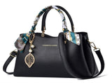 Black Large Capacity Lychee PU Leather Tote Handbag - Elegant Women's Satchel Crossbody Bag with V888-ELOSUNG55316-3