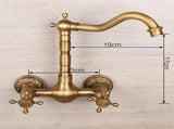 Antique Bathtub Faucet Dual-Handle Brass Wall-Mounted Tub Faucet with Hot & Cold Mixer, Tall V1107-113-36263-BRO-TALL4