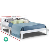 Artiss Bed Frame Double Size Wooden White LEXI WBED-C-001D-137-WH