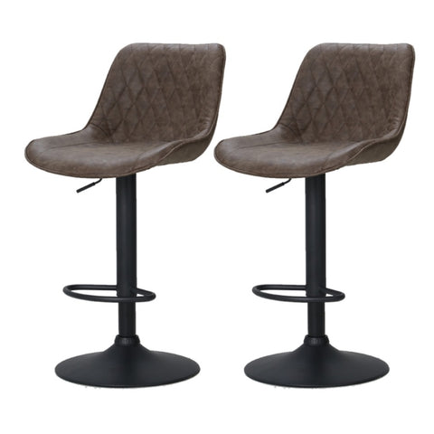 Artiss 2x Bar Stools Gas Lift Vintage Leather Brown BA-K-9976-BRX2