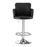 Artiss 1x Leather Bar Stools Swivel Adjustable Gas Lift PU Counter Chairs Black BA-K-7200-BK