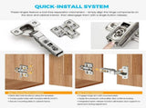 Half Overlay Soft Close Cabinet Hinges Concealed Kitchen Cabinet Hinges, Heavy-Duty Adjustable V1107-994-18564-SLR-10PACK