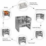 1 Piece Foldable Charcoal Grill, Stainless Steel Portable BBQ with Removable Grate and Ventilation V1189-LC-HW-00309