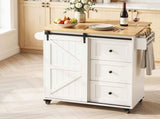 Artiss Kitchen Island Trolley Rolling Serving Cart Storage Drawer Cabinet 100cm FUR-V-KI-80-SLD-WH-AB