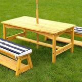 Outdoor Table & Bench Set with Cushions & Umbrella V178-12465