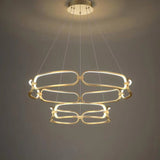 BAMDECOR A209 Colette Ceiling Chandelier Led Modern Circular Art Aluminum Light Fixture for Living V255-BAM-A209/2-GOLD