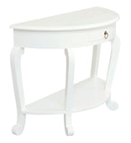 Emilie Cabriole Leg 1 Drawer Half Round Entry Table - White V199-ST001HRCLWH