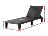Gardeon Sun Lounge Adjustable Recliner Patio Outdoor Furniture Lightweight Black FF-LOUNGE-PP-BK