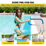 Pool Rail 30x22 Pool Railing 304 Stainless Steel 250LBS Load Capacity Silver Rustproof Pool Handrail V952-BXGYCFS3W30X22YC1V0
