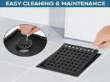 Square Floor Shower Drain, Lattice Square Perforated Pattern Easy Cleaning Removable Grate, V1369-AZ3-W-05758