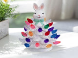 Ceramic Gnome Tree with LED Pastel Lights, Current Easter Light-Up Figurine, Spring Holiday Table V1366-AZ2-W-24002