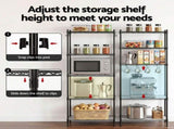 Artiss 5-Tier Kitchen Rack Shelf Shelving Unit 55x30x150CM Adjustable Metal Storage Shelves Black KR-MEL-5S-55-BK