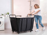 Laundry Cart, Rolling Grocery Utility Cart with Waterproof Liner & Swivel Wheels, 118 KG Large Load V952-XYC2LKSJSCL04UN2C001V0