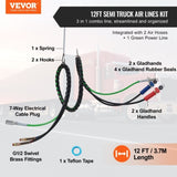 12FT Semi Truck Air Lines Kit with 2PCS Glad Hands, 3-in-1 Air Hoses & 7 Way ABS Electric Power V952-BKCKQRGTJSHY5A7TGV9