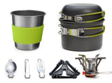 Complete Camping Cookware Set - Portable Pots, Cup, Spork, and Stove for Outdoor Adventures V888-ELOSUNG18141