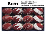 8cm Flocked Christmas Balls Ornament Set with Rhinestones and Glitter, 12-Piece Holiday Hanging V1341-ZY-EMHWH3XR-BEIGE