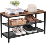 Shoe Rack with 2 Mesh Shelves, Rustic Brown and Black V178-11505