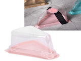 100Pcs Triangular Cake Holder Box Transparent PET Food Cupcake Packaging ContainerPink V1294-YM0901-3118210044312