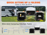 Camping Kitchen Table, Folding Outdoor Cooking Table with Storage Carrying Bag, Aluminum Cook V952-DFBKYDCFHSHSBD243V0