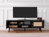 Rattan TV Stand, Boho TV Cabinet for 55 inch TV, Mid Century Modern TV Stand, Rattan TV Console with V952-TBDSJ47INHSLM9XZQV0