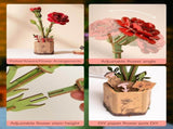 3D Flower Wooden Puzzles Adults-Red Carnation, DIY Wooden Flowers Model Kit Building Set Crafts V1366-AZ2-W-02285