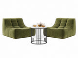 Artiss Sofa & Coffee Table Set Armless Chenille No Assembly Green White & Black SBED-COF-GN-WH