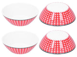 4PCS 6in Salad Bowl Dinner Serving Bowl Sets Kitchen Imitation Porcelain DinnerwareRed Grids V1294-YM0721-3118210043111