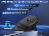 SOLAKAKA SM520 Tri-Mode Vertical Ergonomic Mouse, 24000 DPI Programmable Wireless Vertical V1300-SM520-BLACK