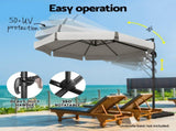 Instahut 3m Outdoor Umbrella Cantilever 360 Degree Tilt Beach Roma Grey UMB-ROMA-F-8RIB-GR