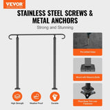 Handrails for Outdoor Steps, Fit 1-3 Steps Outdoor Stair Railing, Wrought Iron Handrail, Adjustable V952-LTFS1MLZFS0000001V0
