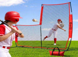 Everfit Baseball Pitching Net L Screen Softball Practice Portable Black SN-B-BS77-RD