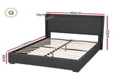 Artiss Queen Bed Frame Gas Lift Storage Bed with Charging Ports Upholstered Geometric Headboard BFRAME-G-MORFEI-Q-BK-ABC