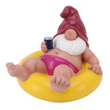 Pool Floater Gnome Statue Resin Pool Party Relaxing Funny Garden Floating Gnome Figurine for Outdoor V1294-YM0901-3111250053411
