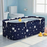 Weisshorn Foldable Bathtub PVC SPA Bucket Inflatable Cushion 134x65cm Star Navy FB-PVC-B-140-NA