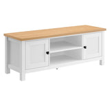 Sarantino Gio TV Stand Cabinet Cupboard in White and Natural Wood Finish TVS-064-02-WHN