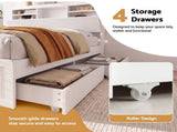 Artiss King Single Bed Frame with Storage, 4 Drawers, USB and Night Light White WBED-F-TAMBUR-KS-WH-ABC