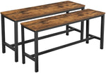 Set of 2 Table Benches Industrial Style Durable Metal Frame 108 x 32.5 x 50 cm Rustic Brown V178-11789