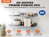 8.6" x 24" Stainless Steel Shelf, Wall Mounted Floating Shelving with Backsplash, 44 lbs Load V952-BGSCTTLL86242HBE0V0