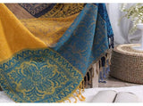 Cotton Single Sofa Blanket, Knitted Fringed Blanket, Double Sided Patchwork, Decorative Warm Blanket V1188-MS-227-2255