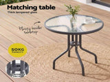 Gardeon 3PC Outdoor Bistro Set Table and Chairs Stackable Patio Furniture Grey FF-B-STA-AL80-GE