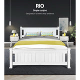 Artiss Bed Frame Queen Size Wooden White RIO WBED-D-004Q-153-AB