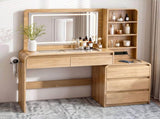 Artiss Dressing Table Makeup Vanity Desk LED Mirror Drawers Charging Station Curved Edge Wood FUR-AG-DRESS03N-WD-AB