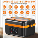 Portable 1L Cordless Electric Heated Lunch Box 16000mAh 60W 304 Stainless Steel Black& orange V201-ELB6080BOR8AU