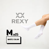 15X Rexy 3D Seamless Crew Socks Medium Slim Breathable WHITE V274-GM-RX3DCW-M15-WH