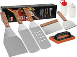8pcs Professional Accessories Kit - Heavy Duty Stainless Steel Grill Spatula Set for Grill V1188-MS-825-003