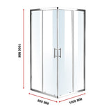800 x 1000mm Sliding Door Nano Safety Glass Shower Screen By Della Francesca V63-829281